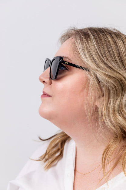 Toni- Blue Eye Sunglasses: Shatter Resistant Sunglasses Black Cat Eye